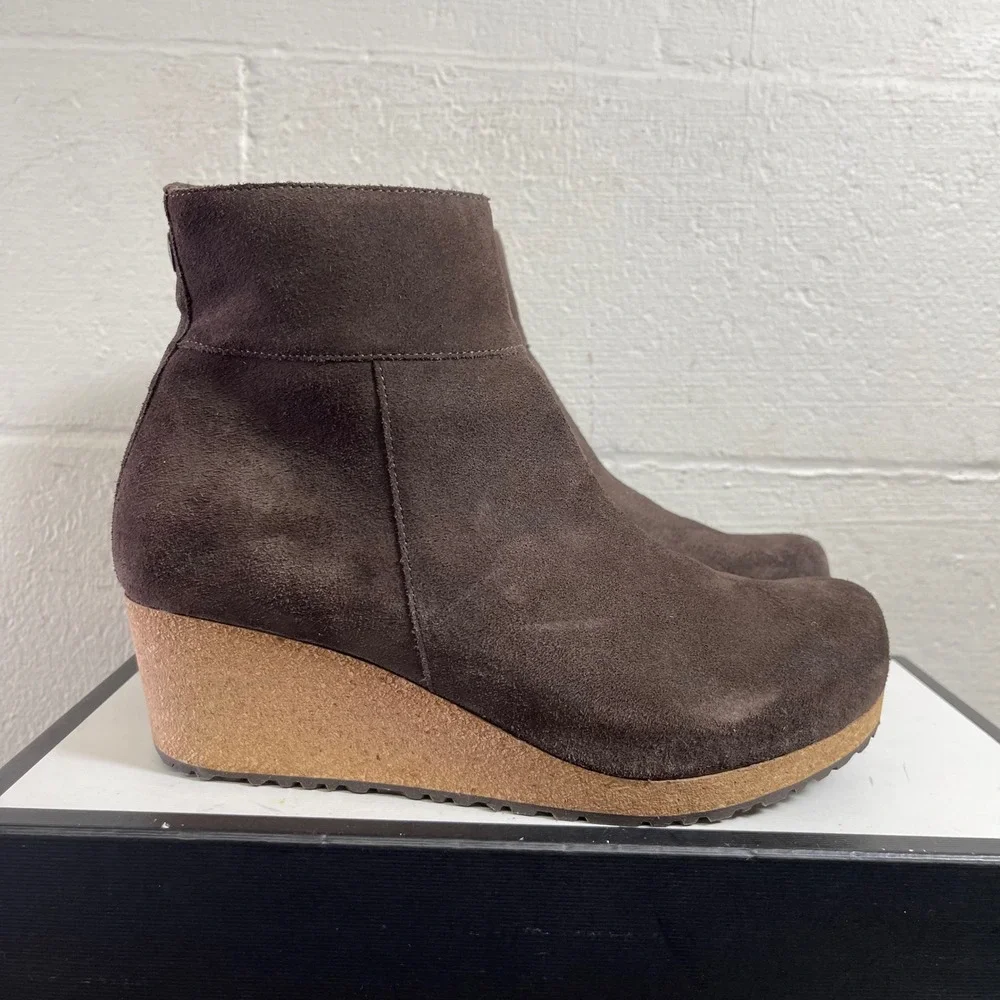 Papillio‎ by Birkenstock Ebba Brown Suede Wedge Ankle Boots Women's 41 EU/10 US